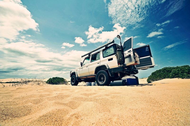 beach camping trip put food in the cooler